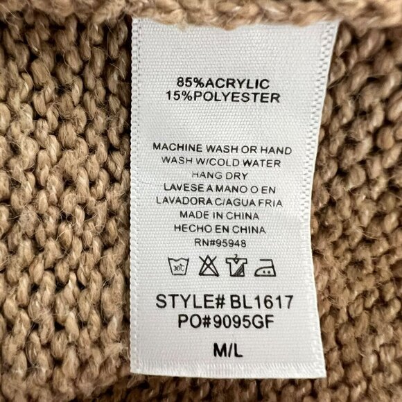 Cozy Co. Women’s Mock Neck Long Raglan Sleeve Pullover Beige Knit Sweater M/L - Picture 9 of 9